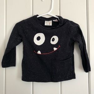 Zara Baby long sleeve silly monster shirt w pocket